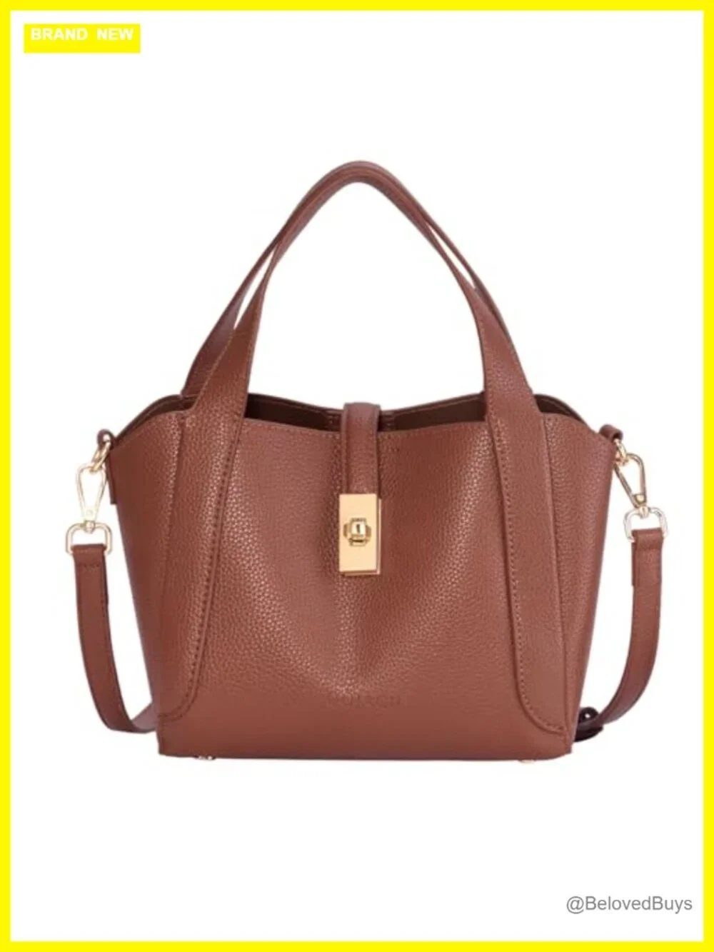 Faux Leather Satchel Crossbody Bag with Detachable Strap